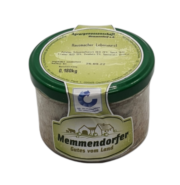 Hausmacher Leberwurst im Glas 180g Memmendorf 