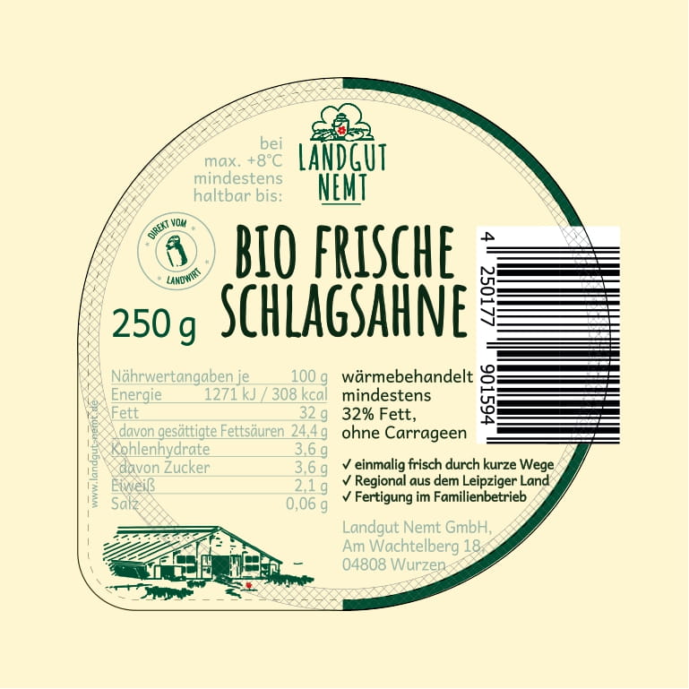 Bio frische Schlagsahne 250g