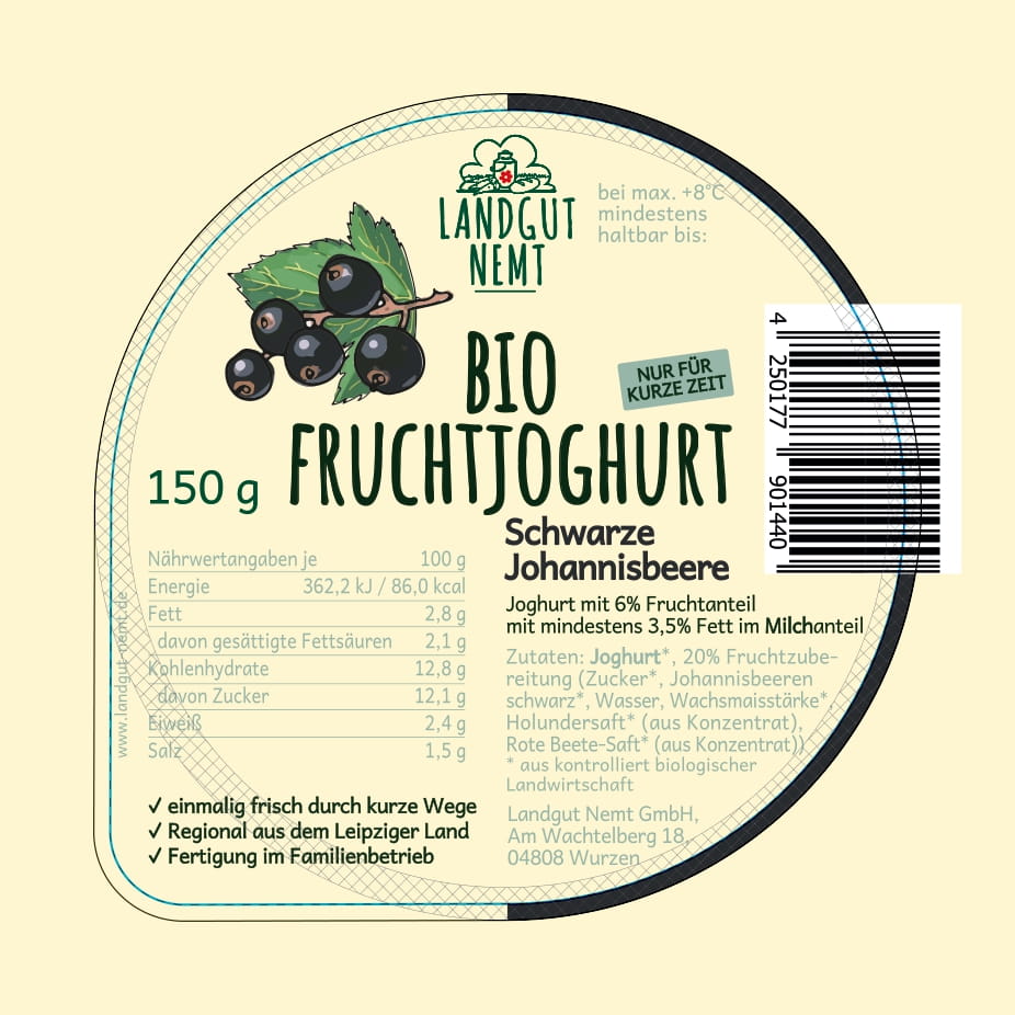 Bio-Fruchtjoghurt schwarze Johannisbeere 150g